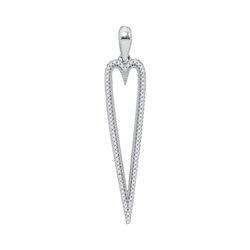 1/5 CTW Round Diamond Narrow Heart Outline Pendant 10kt White Gold - REF-20X3T