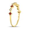 Image 3 : 1/8 CTW Round Ruby Diamond Milgrain Square Stackable Ring 10kt Yellow Gold - REF-10F8M