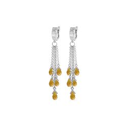 Genuine 7.3 ctw Citrine Earrings 14KT White Gold - REF-62H3X