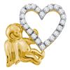 Image 1 : 1/6 CTW Round Diamond Cherub Angel Heart Pendant 10kt Yellow Gold - REF-15W5F