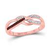 Image 1 : 1/12 CTW Round Red Color Enhanced Diamond Woven Ring 10kt Rose Gold - REF-11H9W