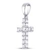 Image 2 : 1/10 CTW Round Diamond Cross Pendant 14kt White Gold - REF-9N6Y