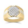 Image 1 : 1/2 CTW Mens Round Diamond Diagonal Square Cluster Ring 10kt Two-tone Gold - REF-27T5K