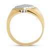 Image 3 : 1/2 CTW Mens Round Diamond Diagonal Square Cluster Ring 10kt Two-tone Gold - REF-27T5K