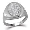Image 1 : 1/4 CTW Mens Round Diamond Oval Cluster Ring 10kt White Gold - REF-20F9M