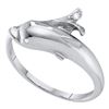 Image 1 : 0.03 CTW Round Diamond Dolphin Fish Animal Wrap Ring 10kt White Gold - REF-7X5T