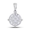 Image 1 : 2 CTW Princess Diamond Fashion Cluster Pendant 14kt White Gold - REF-222F3M