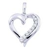 Image 1 : 1/4 CTW Round Diamond Heart Pendant 10kt White Gold - REF-19Y2X