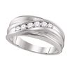Image 1 : 1/3 CTW Mens Round Diamond Wedding Ring 10kt White Gold - REF-39R5H
