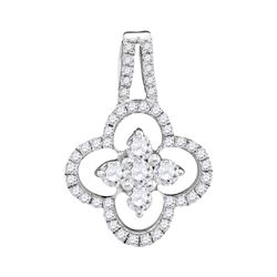 1/2 CTW Round Diamond Quatrefoil Cluster Pendant 10kt White Gold - REF-25A5N