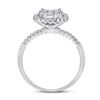 Image 3 : 1/2 CTW Round Diamond Halo Flower Cluster Ring 14kt White Gold - REF-47A9N