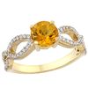 Image 1 : 1 CTW Citrine & Diamond Ring 14K Yellow Gold - REF-49H6M