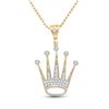 Image 1 : 1/2 CTW Mens Round Diamond Crown King Charm Pendant 10kt Yellow Gold - REF-41X9T