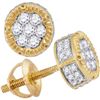 Image 1 : 1/2 CTW Mens Round Diamond 3D Circle Cluster Stud Earrings 10kt Yellow Gold - REF-30H3W