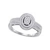 Image 1 : 1/4 CTW Round Diamond Oval Cluster Bridal Wedding Engagement Ring 10kt White Gold - REF-21M5A