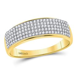 3/8 CTW Mens Round Diamond Wedding Ring 10kt Yellow Gold - REF-27M3A