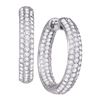 Image 1 : 2 & 7/8 CTW Round Pave-set Diamond Inside Outside Hoop Earrings 14kt White Gold - REF-192R3H