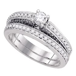 1 CTW Round Diamond Bridal Wedding Engagement Ring 14kt White Gold - REF-126F3M