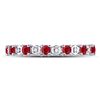 Image 2 : 1 CTW Round Ruby Diamond Eternity Stackable Ring 10kt White Gold - REF-27M3A