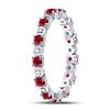 Image 3 : 1 CTW Round Ruby Diamond Eternity Stackable Ring 10kt White Gold - REF-27M3A