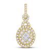Image 1 : 1/2 CTW Princess Diamond Fashion Cluster Pendant 14kt Yellow Gold - REF-45K3R