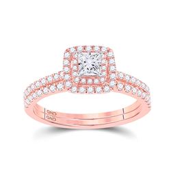 3/4 CTW Princess Diamond Bridal Wedding Engagement Ring 10kt Rose Gold - REF-71W9F