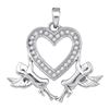 Image 1 : 1/10 CTW Round Diamond Heart Angel Cherub Pendant 10kt White Gold - REF-8M4A