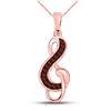 Image 1 : 1/20 CTW Round Red Color Enhanced Diamond Treble Clef Pendant 10kt Rose Gold - REF-8N4Y