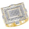 Image 1 : 5/8 CTW Mens Round Diamond Square Cluster Fashion Ring 10kt Yellow Gold - REF-60H3W