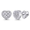 Image 1 : 1/20 CTW Round Diamond Heart Cluster Screwback Earrings 10kt White Gold - REF-5Y9X