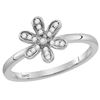 Image 1 : 1/8 CTW Round Diamond Flower Floral Stackable Ring 14kt White Gold - REF-21N5Y