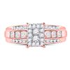 Image 2 : 1/2 CTW Round Diamond Cluster Bridal Wedding Engagement Ring 10kt Rose Gold - REF-35Y9X
