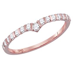 1/4 CTW Round Diamond Chevron Stackable Ring 14kt Rose Gold - REF-21F5M