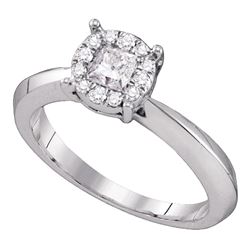 1/2 CTW Princess Diamond Cluster Bridal Wedding Engagement Ring 14kt White Gold - REF-81Y5X