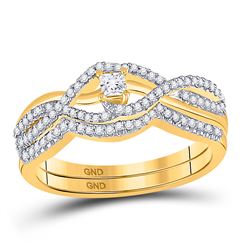 1/3 CTW Princess Diamond Bridal Wedding Engagement Ring 10kt Yellow Gold - REF-34R8H