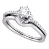 Image 1 : 1/2 CTW Round Diamond Slender Bridal Wedding Engagement Ring 14kt White Gold - REF-71T9K