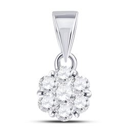 1/3 CTW Round Diamond Flower Cluster Pendant 14kt White Gold - REF-27N5Y