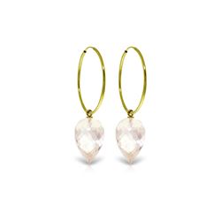 Genuine 24.5 ctw White Topaz Earrings 14KT Yellow Gold - REF-50Z6N