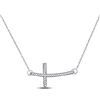 Image 1 : 1/10 CTW Round Diamond Horizontal Cross Pendant 10kt White Gold - REF-15T5K