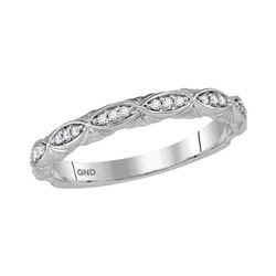 1/10 CTW Round Diamond Stackable Ring 10kt White Gold - REF-15M5A