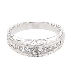 0.74 CTW Princess Diamond Band Ring 18K White Gold - REF-126Y6X