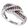 Image 1 : 3/4 CTW Round Brown Diamond Crossover Ring 10kt White Gold - REF-35X9T
