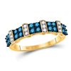 Image 1 : 3/4 CTW Round Blue Color Enhanced Diamond Ring 10kt Yellow Gold - REF-32R3H