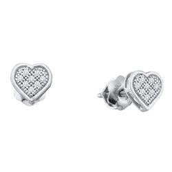 1/4 CTW Round Diamond Heart Cluster Screwback Earrings 10kt White Gold - REF-21M5A