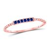 Image 1 : 1/20 CTW Round Blue Sapphire Beaded Stackable Ring 10kt Rose Gold - REF-7W5F