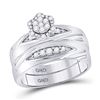 Image 2 : 1/2 CTW His & Hers Round Diamond Cluster Matching Bridal Wedding Ring 10kt White Gold - REF-60F3M