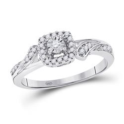 1/6 CTW Round Diamond Solitaire Halo Bridal Wedding Engagement Ring 10kt White Gold - REF-18F3M