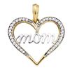 Image 1 : 1/8 CTW Round Diamond Heart Mom Mother Pendant 10kt Yellow Gold - REF-11F9M