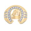 Image 2 : 1/4 CTW Mens Round Diamond Horseshoe Ring 10kt Yellow Gold - REF-28T8K