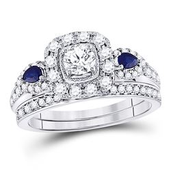 7/8 CTW Round Diamond Bridal Wedding Engagement Ring 14kt White Gold - REF-107W9F